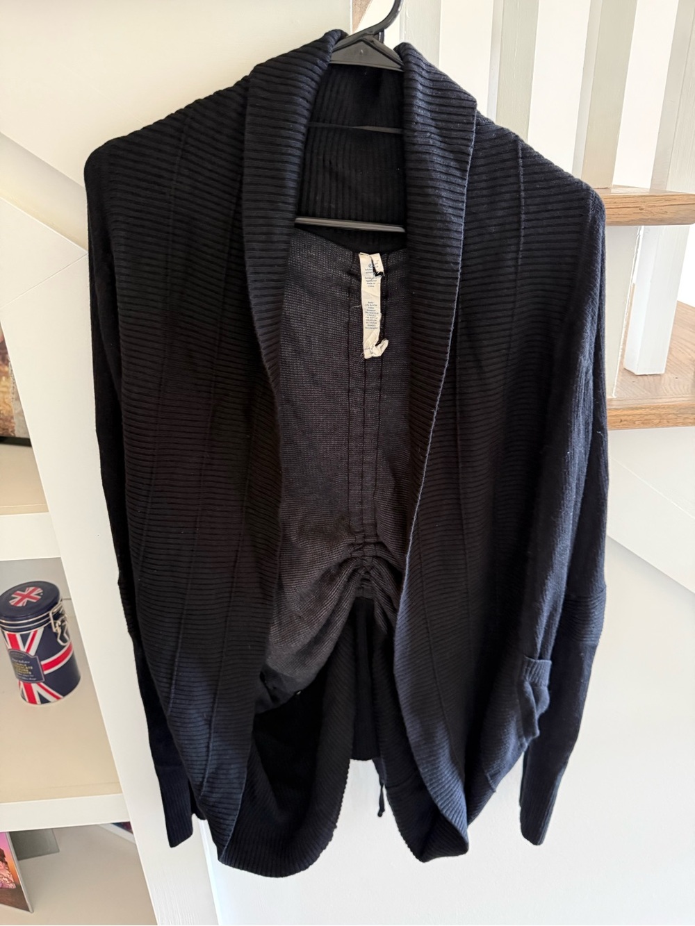 lululemon athletica Black Ribbed Open-Front Shawl Cardigan